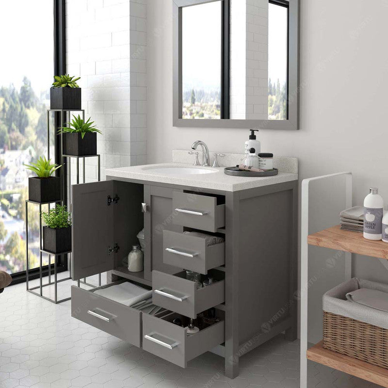 Modern Fittings Caroline Avenue 36" Single Bath Vanity with Quartz Top and Round Sink