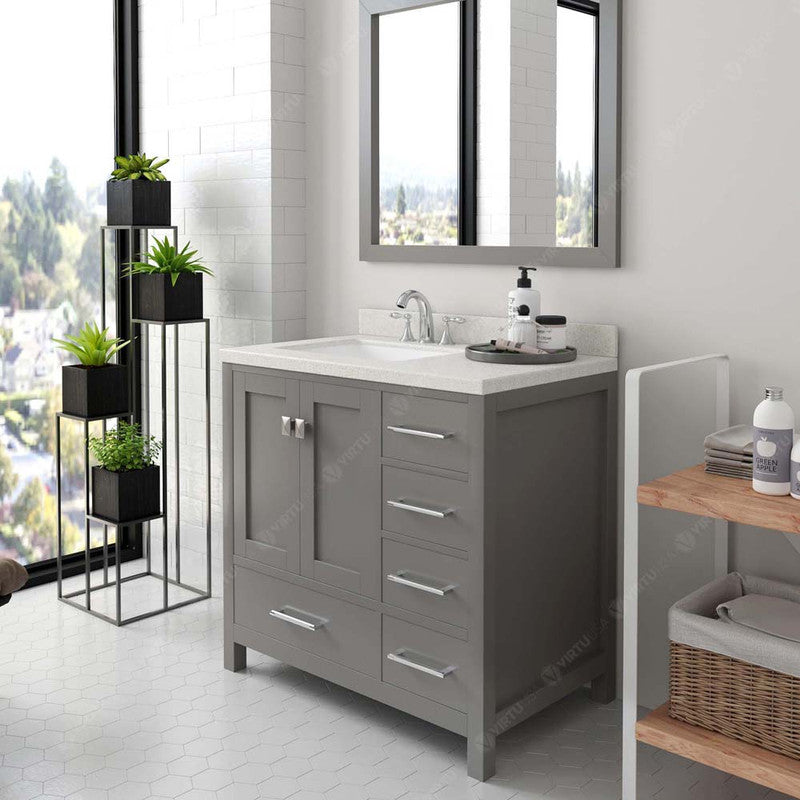 Modern Fittings Caroline Avenue 36" Single Bath Vanity with Quartz Top and Square Sink