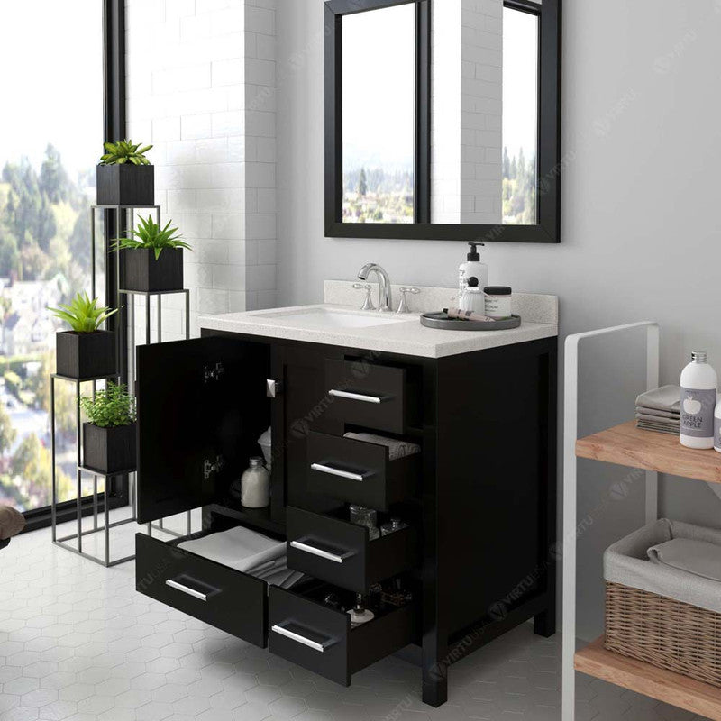 Modern Fittings Caroline Avenue 36" Single Bath Vanity with Quartz Top and Square Sink Faucet