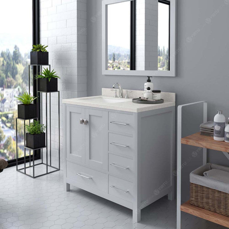 Modern Fittings Caroline Avenue 36" Single Bath Vanity with Quartz Top and Square Sink