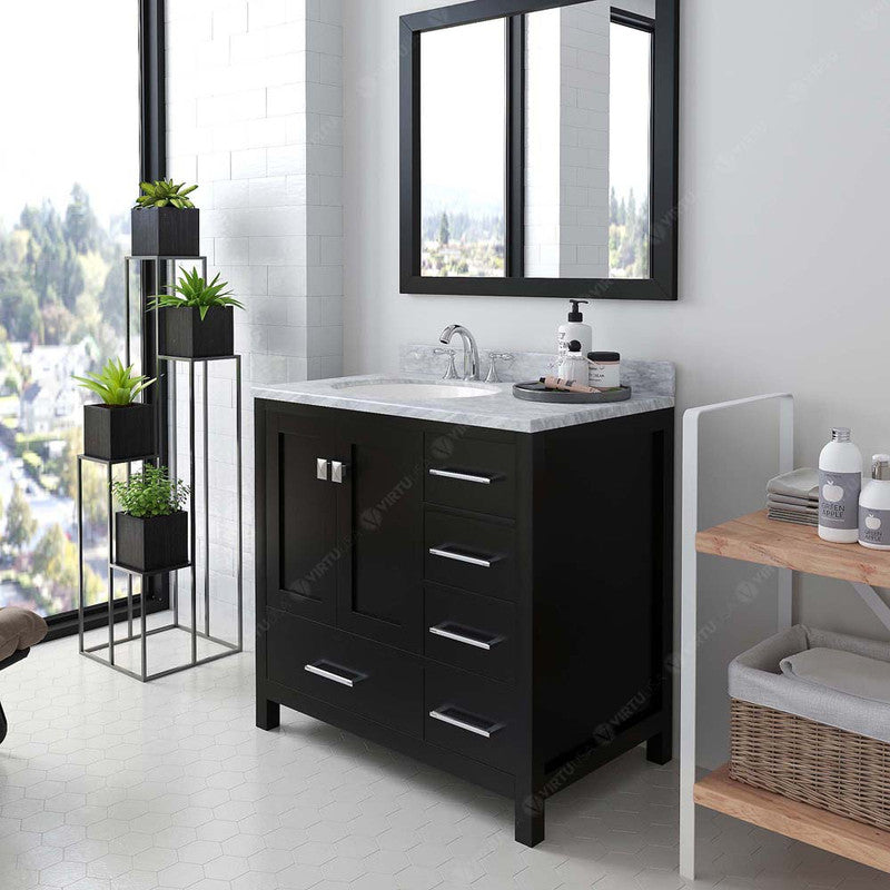 Modern Fittings Caroline Avenue 36" Single Bath Vanity with Marble Top and Round Sink Faucet