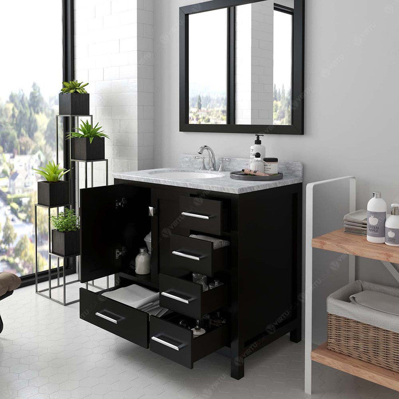 Modern Fittings Caroline Avenue 36" Single Bath Vanity with Marble Top and Round Sink