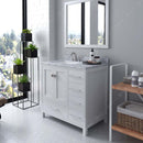 Modern Fittings Caroline Avenue 36" Single Bath Vanity with Marble Top and Square Sink Faucet