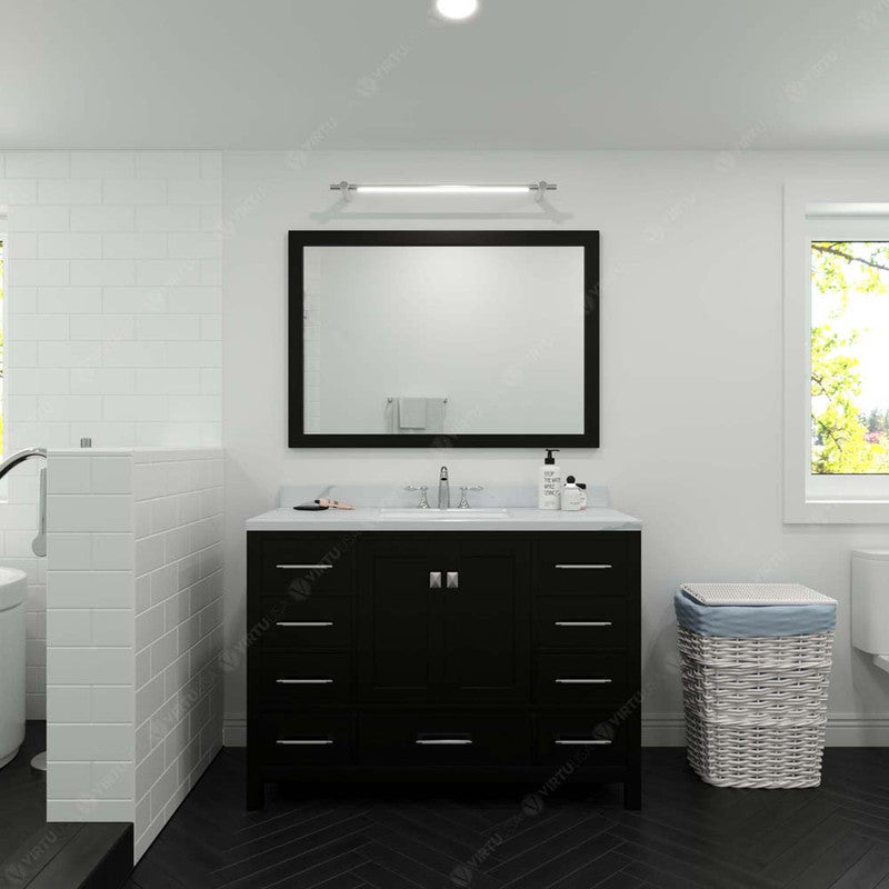 Modern Fittings Caroline Avenue 48" Single Bath Vanity with Calacatta Quartz Top and Round Sink Faucet