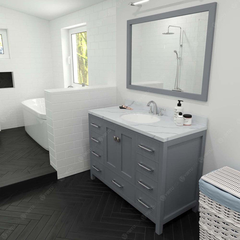 Modern Fittings Caroline Avenue 48" Single Bath Vanity with Calacatta Quartz Top and Round Sink Faucet