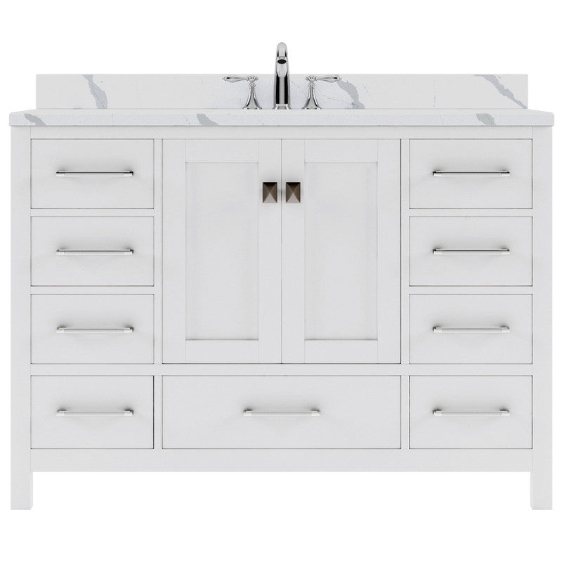 Modern Fittings Caroline Avenue 48" Single Bath Vanity with Calacatta Quartz Top and Round Sink