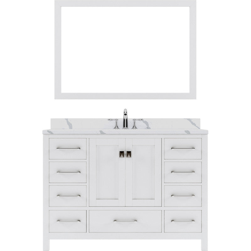 Modern Fittings Caroline Avenue 48" Single Bath Vanity with Calacatta Quartz Top and Round Sink Faucet