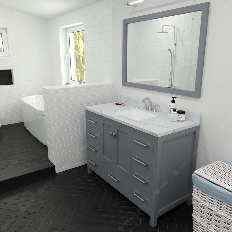 Modern Fittings Caroline Avenue 48" Single Bath Vanity with Calacatta Quartz Top and Square Sink