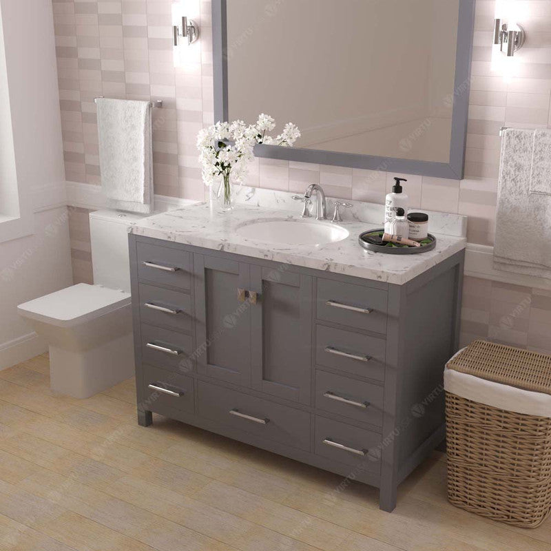 Modern Fittings Caroline Avenue 48" Single Bath Vanity with Cultured Marble Quartz Top and Round Sink Faucet