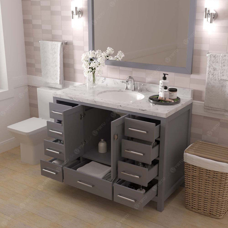 Modern Fittings Caroline Avenue 48" Single Bath Vanity with Cultured Marble Quartz Top and Round Sink Faucet