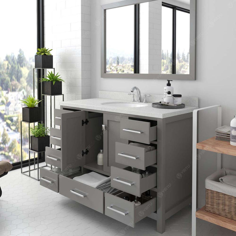 Modern Fittings Caroline Avenue 48" Single Bath Vanity with Quartz Top and Round Sink Faucet