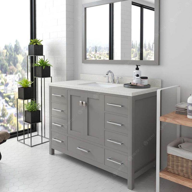 Modern Fittings Caroline Avenue 48" Single Bath Vanity with Quartz Top and Square Sink Faucet 