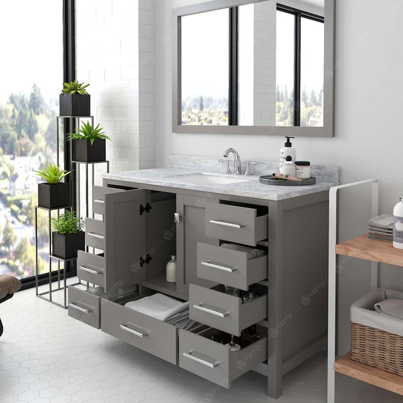 Modern Fittings Caroline Avenue 48" Single Bath Vanity with Marble Top and Square Sink Faucet