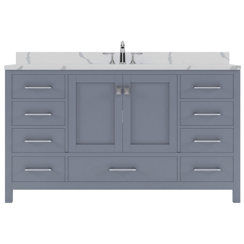 Modern Fittings Caroline Avenue 60" Single Bath Vanity with Calacatta Quartz Top and Round Sink