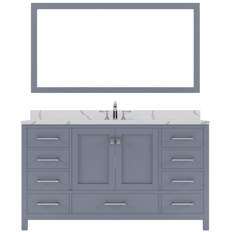 Modern Fittings Caroline Avenue 60" Single Bath Vanity with Calacatta Quartz Top and Round Sink