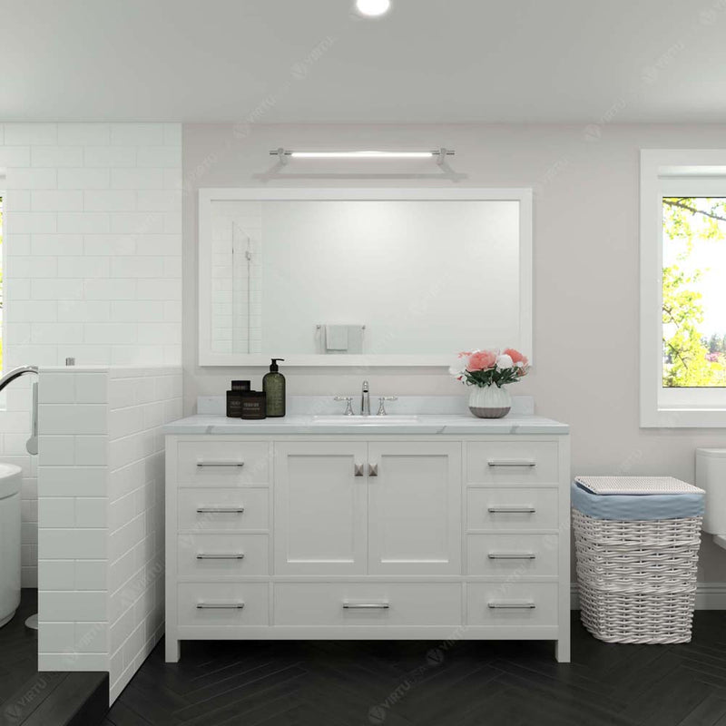 Modern Fittings Caroline Avenue 60" Single Bath Vanity with Calacatta Quartz Top and Round Sink