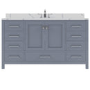 Modern Fittings Caroline Avenue 60" Single Bath Vanity with Calacatta Quartz Top and Square Sink