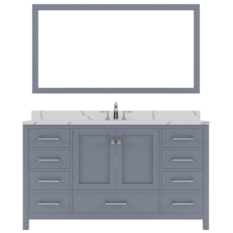 Modern Fittings Caroline Avenue 60" Single Bath Vanity with Calacatta Quartz Top and Square Sink Faucet