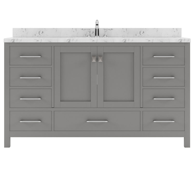 Modern Fittings Caroline Avenue 60" Single Bath Vanity with Cultured Marble Quartz Top and Round Sink