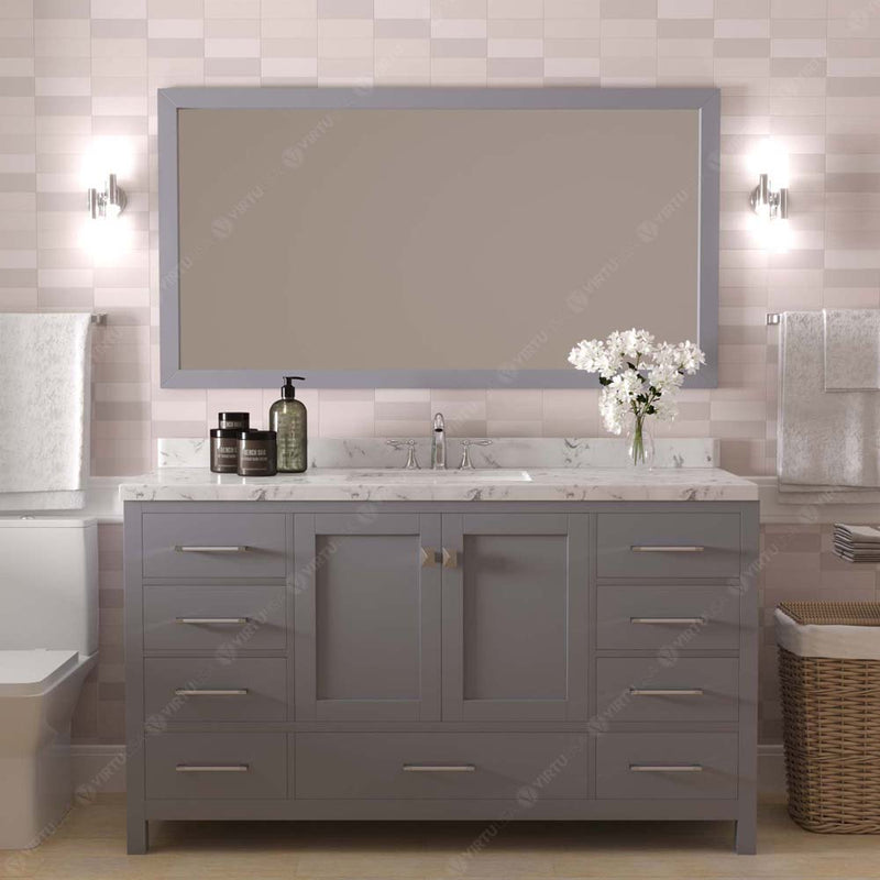 Modern Fittings Caroline Avenue 60" Single Bath Vanity with Cultured Marble Quartz Top and Round Sink Faucet