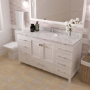 Modern Fittings Caroline Avenue 60" Single Bath Vanity with Cultured Marble Quartz Top and Round Sink Faucet