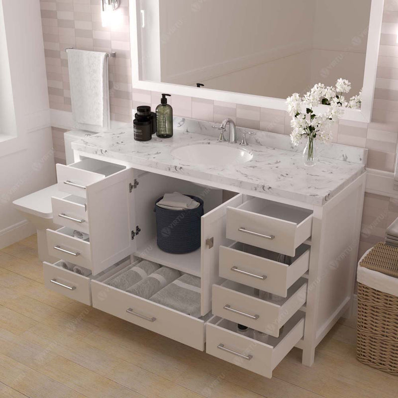 Modern Fittings Caroline Avenue 60" Single Bath Vanity with Cultured Marble Quartz Top and Round Sink Faucet