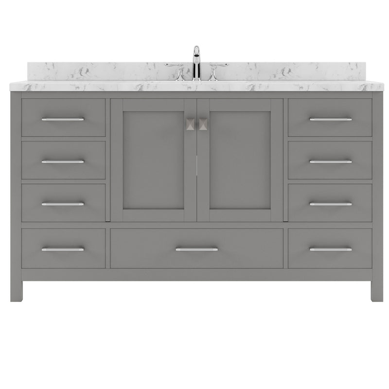 Modern Fittings Caroline Avenue 60" Single Bath Vanity with Cultured Marble Quartz Top and Square Sink