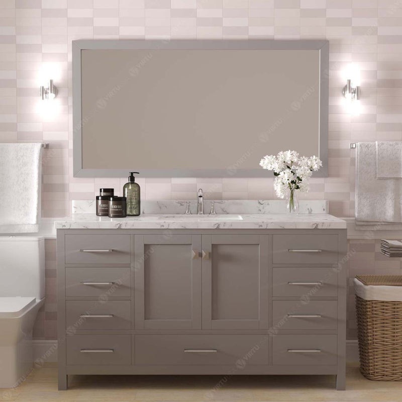 Modern Fittings Caroline Avenue 60" Single Bath Vanity with Cultured Marble Quartz Top and Square Sink