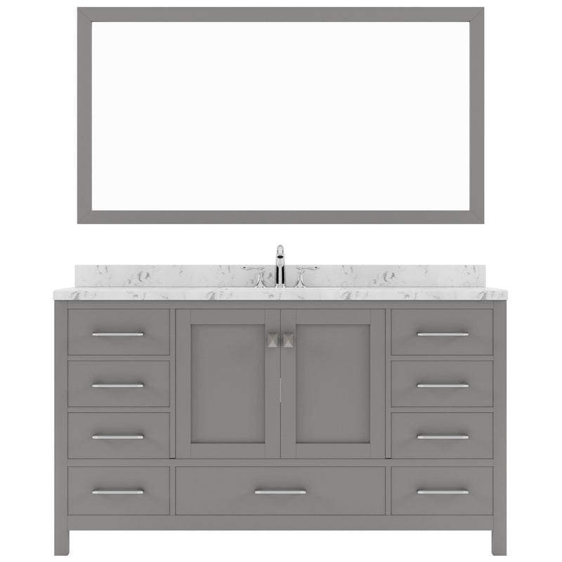 Modern Fittings Caroline Avenue 60" Single Bath Vanity with Cultured Marble Quartz Top and Square Sink