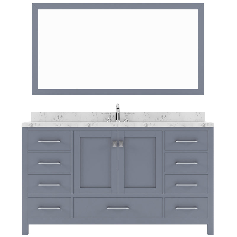 Modern Fittings Caroline Avenue 60" Single Bath Vanity with Cultured Marble Quartz Top and Square Sink