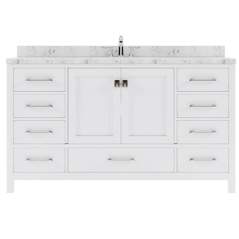 Modern Fittings Caroline Avenue 60" Single Bath Vanity with Cultured Marble Quartz Top and Square Sink