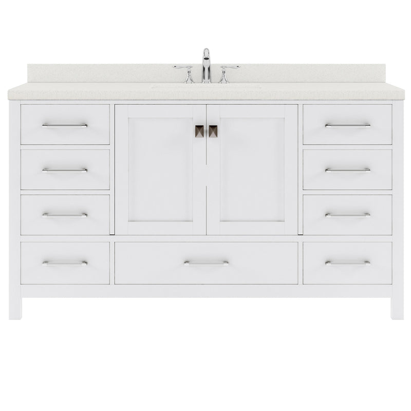 Modern Fittings Caroline Avenue 60" Single Bath Vanity with Quartz Top and Round Sink