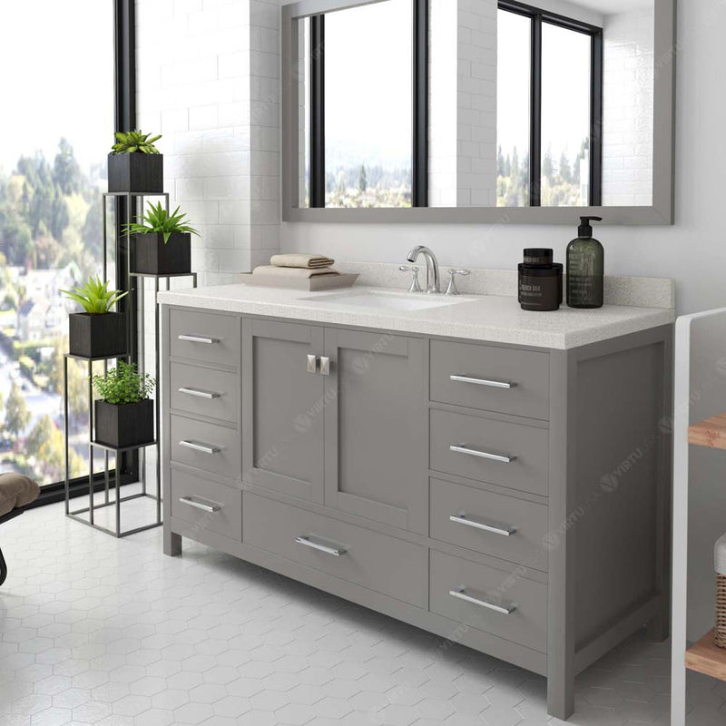 Modern Fittings Caroline Avenue 60" Single Bath Vanity with Quartz Top and Square Sink