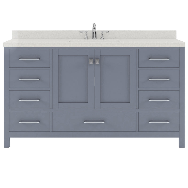 Modern Fittings Caroline Avenue 60" Single Bath Vanity with Quartz Top and Square Sink