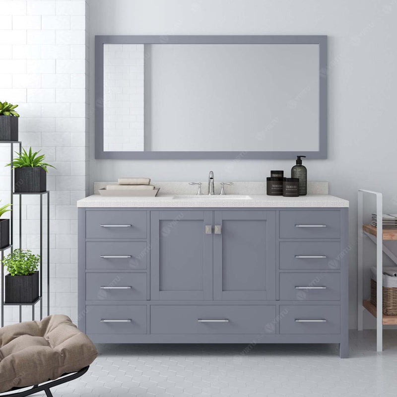 Modern Fittings Caroline Avenue 60" Single Bath Vanity with Quartz Top and Square Sink