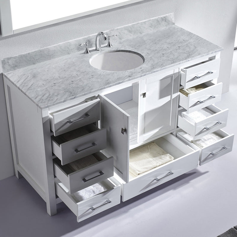 Modern Fittings Caroline Avenue 60" Single Bath Vanity with Marble Top and Round Sink Faucet