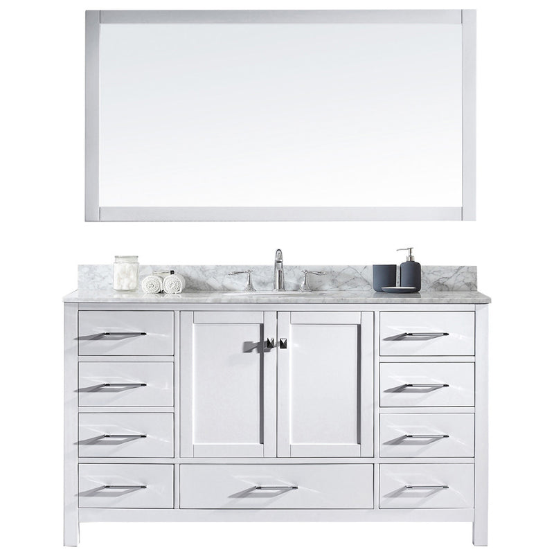 Modern Fittings Caroline Avenue 60" Single Bath Vanity with Marble Top and Round Sink Faucet