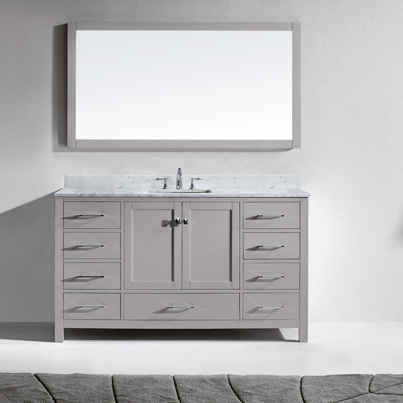 Modern Fittings Caroline Avenue 60" Single Bath Vanity with Marble Top and Square Sink Faucet