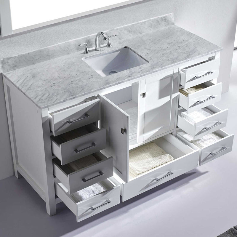 Modern Fittings Caroline Avenue 60" Single Bath Vanity with Marble Top and Square Sink Faucet