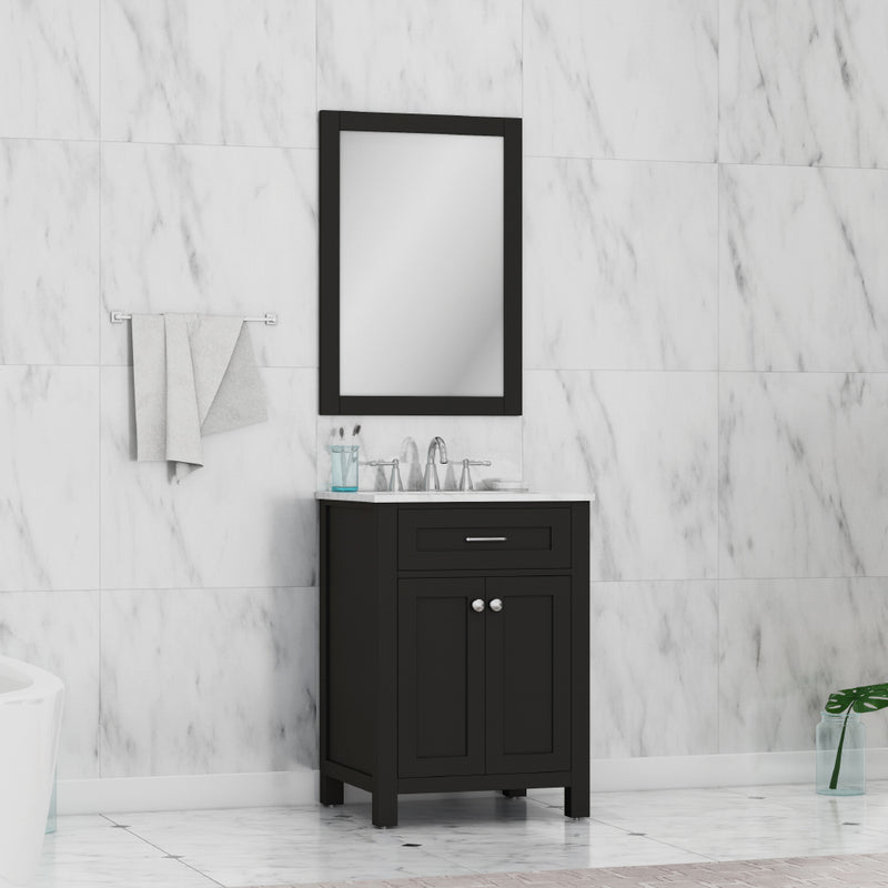 Alya Bath Norwalk 24" Vanity Espresso with Carrera Marble Top HE-101-24-E-CWMT