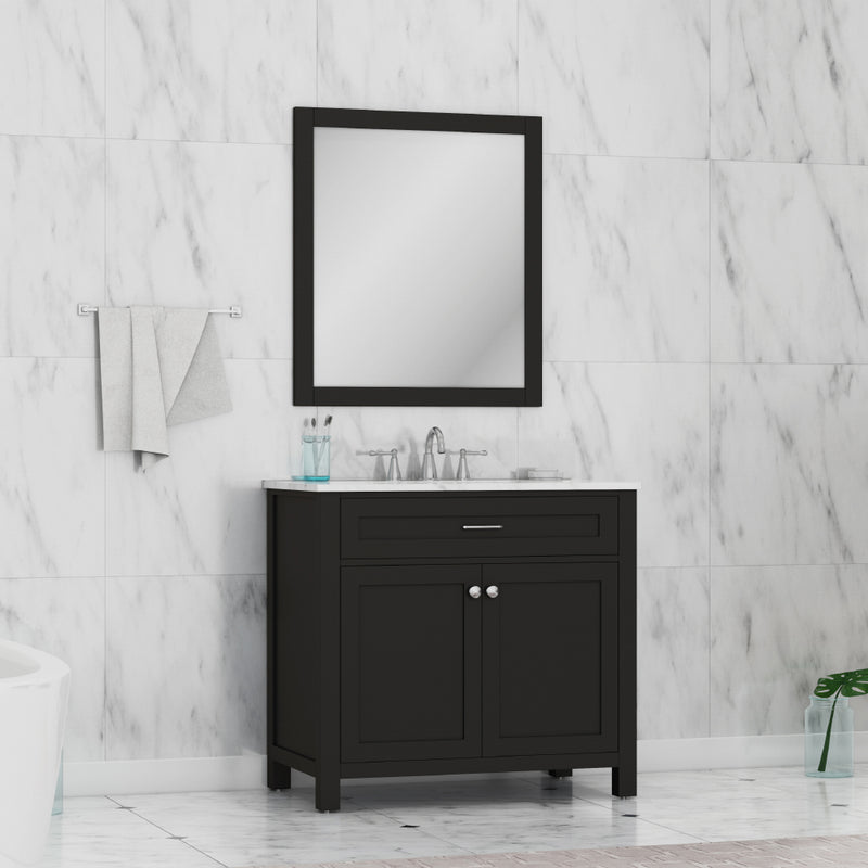 Alya Bath Norwalk 36" Vanity Espresso with Carrera Marble Top HE-101-36-E-CWMT