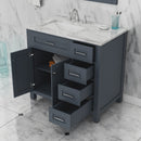 Alya Bath Norwalk 36" Drawer Vanity in Gray with Carrera Marble Top HE-101-36-DR-G-CWMT