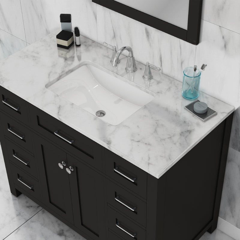 Alya Bath Norwalk 42" Vanity Espresso with Carrera Marble Top HE-101-42-E-CWMT