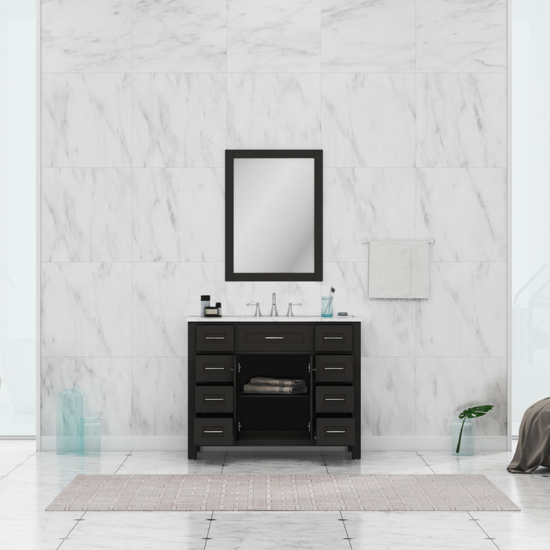 Alya Bath Norwalk 42" Vanity Espresso with Carrera Marble Top HE-101-42-E-CWMT