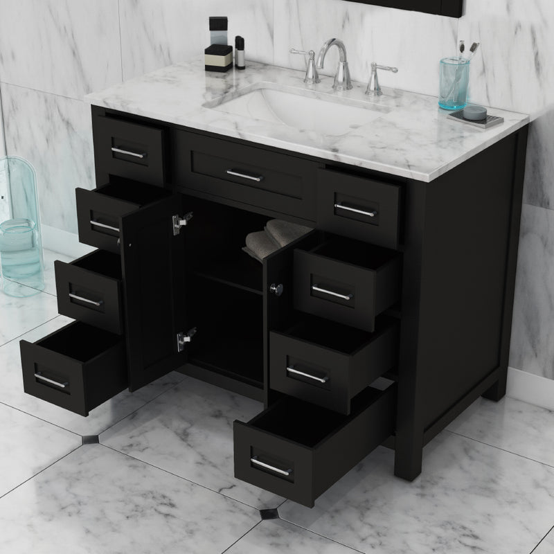 Alya Bath Norwalk 42" Vanity Espresso with Carrera Marble Top HE-101-42-E-CWMT