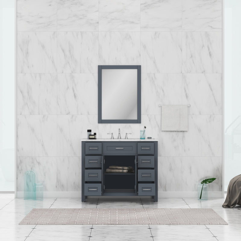 Alya Bath Norwalk 42" Vanity in Gray with Carrera Marble Top HE-101-42-G-CWMT