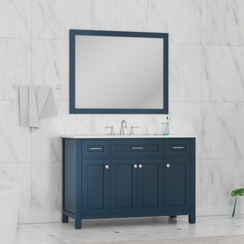 Alya Bath Norwalk 48" Vanity Blue with Carrera Marble Top HE-101-48-B-CWMT