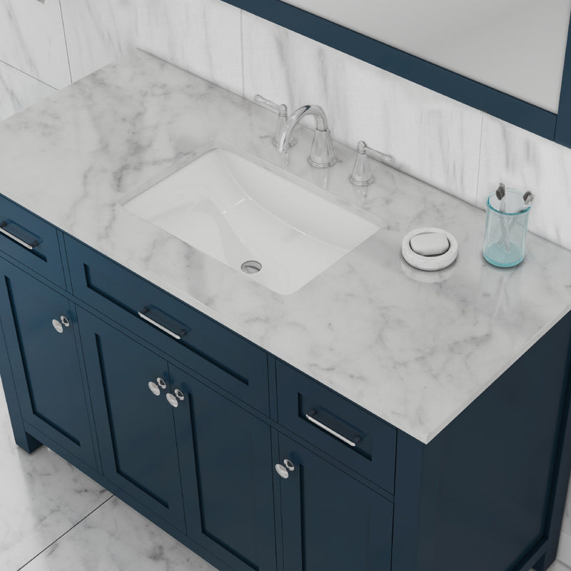 Alya Bath Norwalk 48" Vanity Blue with Carrera Marble Top HE-101-48-B-CWMT