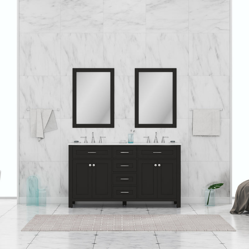 Alya Bath Norwalk 60" Double Vanity Espresso with Carrera Marble Top HE-101-60D-E-CWMT