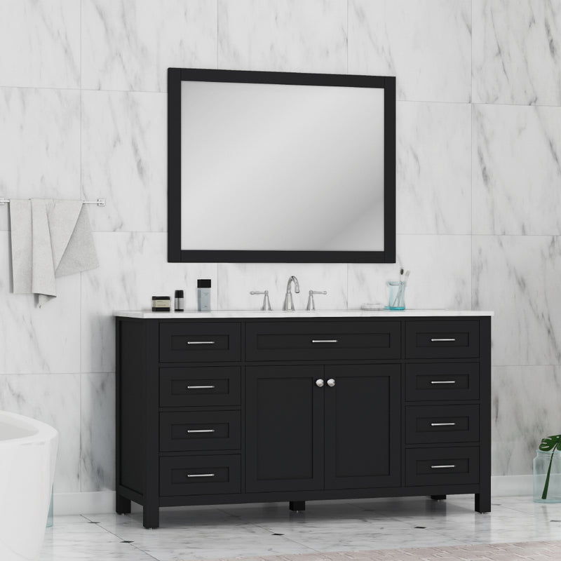 Alya Bath Norwalk 60" Single Vanity Espresso with Carrera Marble Top HE-101-60S-E-CWMT